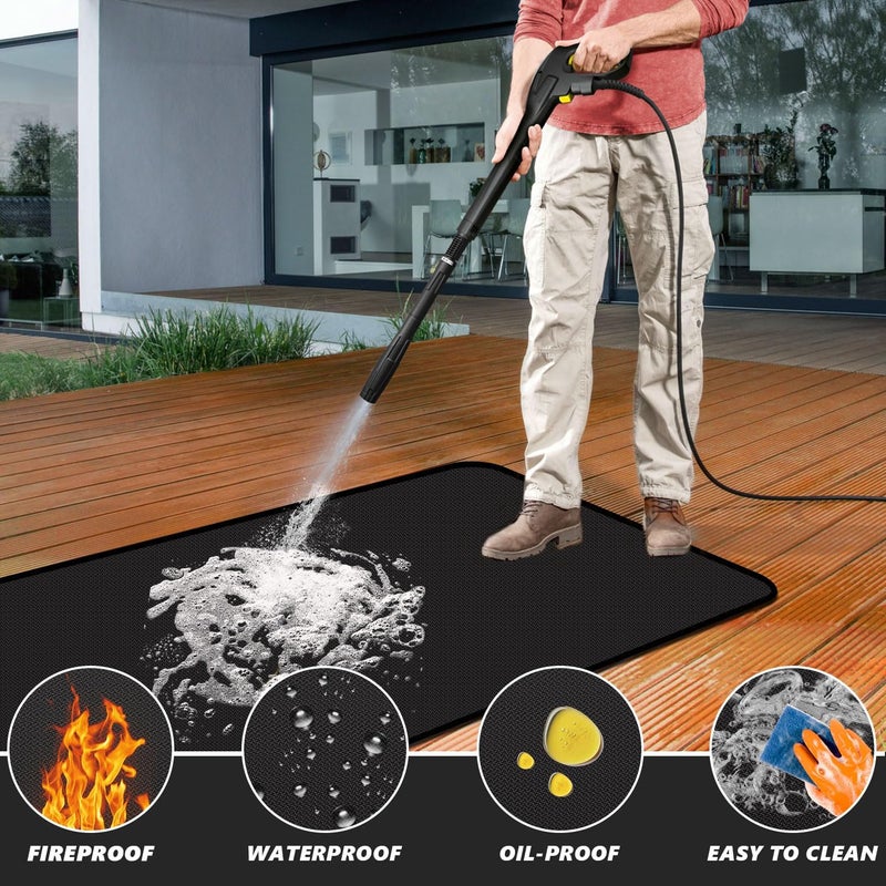 rumlick 60 x 40 inch Under Grill Mats for Outdoor Grill, Oil and Waterproof, Double-Sided Fireproof Fire Pit Fireplace Outdoor BBQ Mat for Protecting Deck and Lawn - Image 3